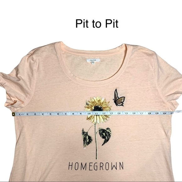Maurices Soft Pink Orange Peach Coral Homegrown Graphic T-Shirt Size Large - Picture 13 of 16